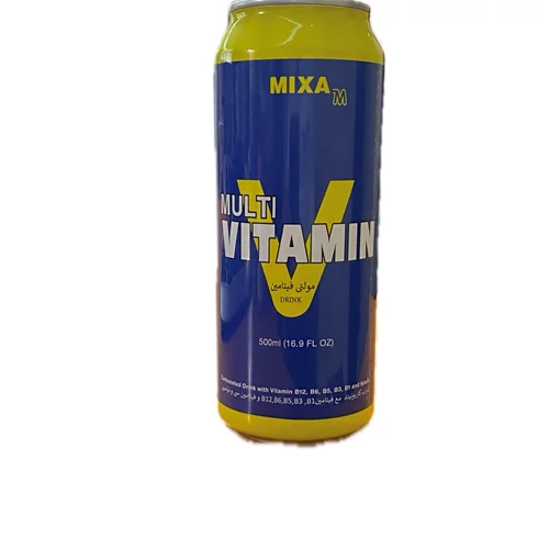 نوشیدنی قوطی انرژی زا مولتی ویتامین وی مدل میکسا (زرد) - 500 میلی لیتر