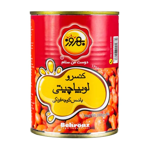 کنسرو لوبیا چیتی با سس گوجه فرنگی بهروز - 390 گرم